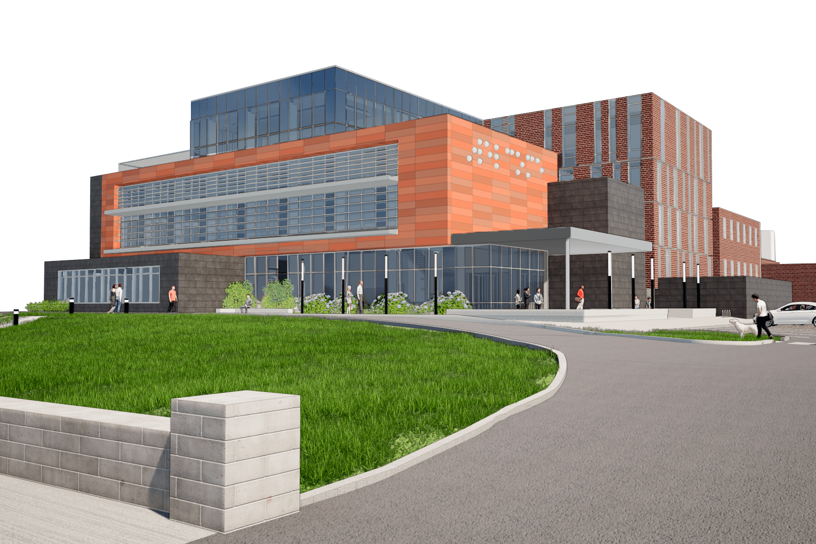 A sketch of view of The Dot Experience building at American Printing House for the Blind from the street.